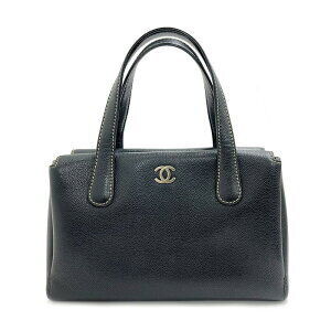 CHANEL Coco Mark Semi Tote Handbag Caviar Leather Black